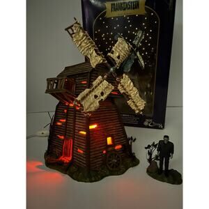 Department 56 Halloween Frankenstein’s Windmill Lighted Building w/ Figure